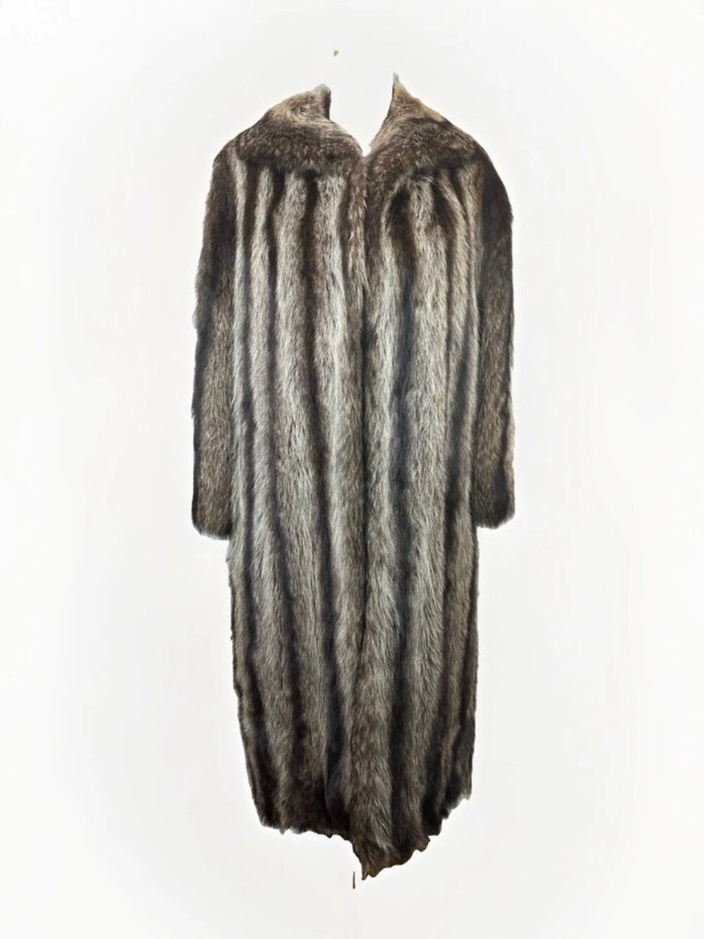 Authentic Christian Dior Fourrures Paris Raccoon Fur Coat Full Length VTG 1978